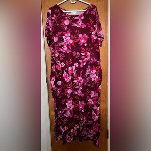Brand new J. Jill pinks/reds floral print maxi dress 3X